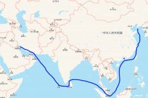 中国到伊朗海运航线