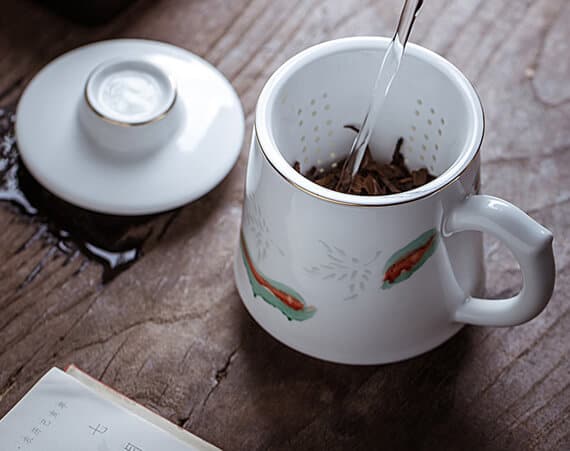 景德镇手绘粉彩玲珑茶杯陶瓷过滤泡茶杯