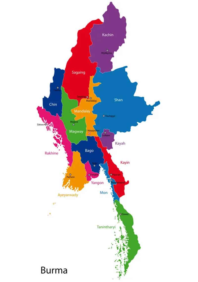 缅甸地图|缅甸全国派送