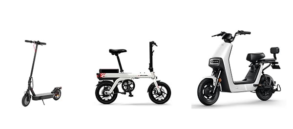 电动滑板车, 电动自行车, 电动摩托车