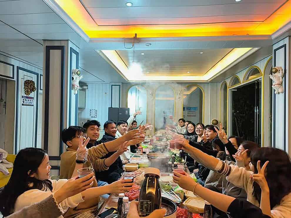 Christmas festa dinning together