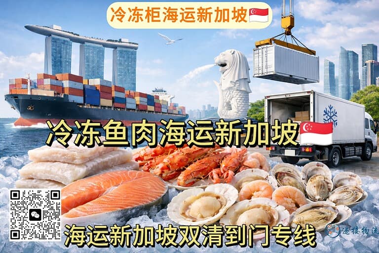 带鱼段 · 鲳鱼 · 冷冻虾仁 · 即食海参 —— 海运新加坡冷链专线