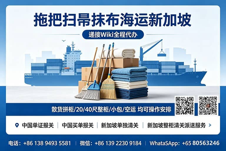 Mops, brooms, and rags shipped to Singapore