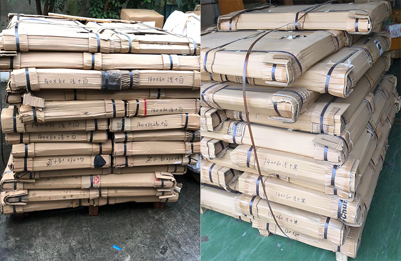 这类家具板材包装相对牢固,纸皮包装比较厚实,外加编织袋绑紧