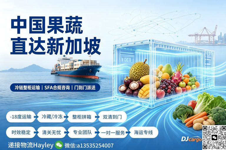 7.13xjpll 蔬果整柜冷藏海运冷链到新加坡正规出口双清门到门