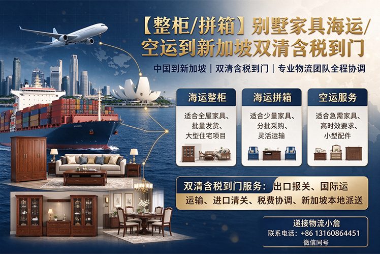 【整柜/拼箱】别墅家具海运/空运到新加坡双清含税到门 【整柜/拼箱】别墅家具海运/空运到新加坡双清含税到门